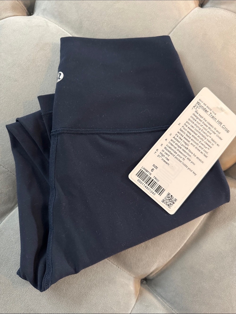 Lululemon Wunder Train HR Crop 21”inseam True Navy 6